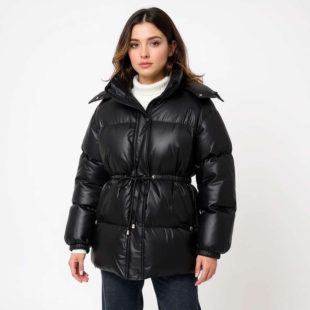 Chloe Women Hooded Quilted Drawstring Puffer Jacket