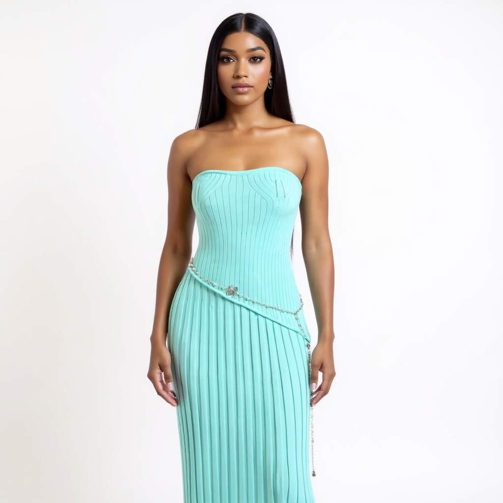 Strapless Side Slit Knit Maxi Summer Maxi Dress
