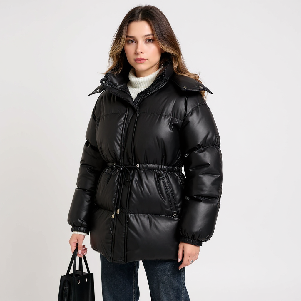 Chloe Women Hooded Quilted Drawstring Puffer Jacket