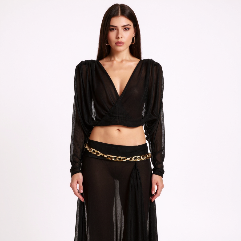 Rosalie Button-Down Ruched Waist Satin Shirt Set