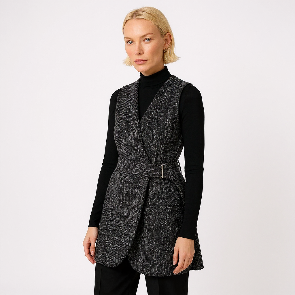 Maya Women Textured Wrap Vest with Side Buckle