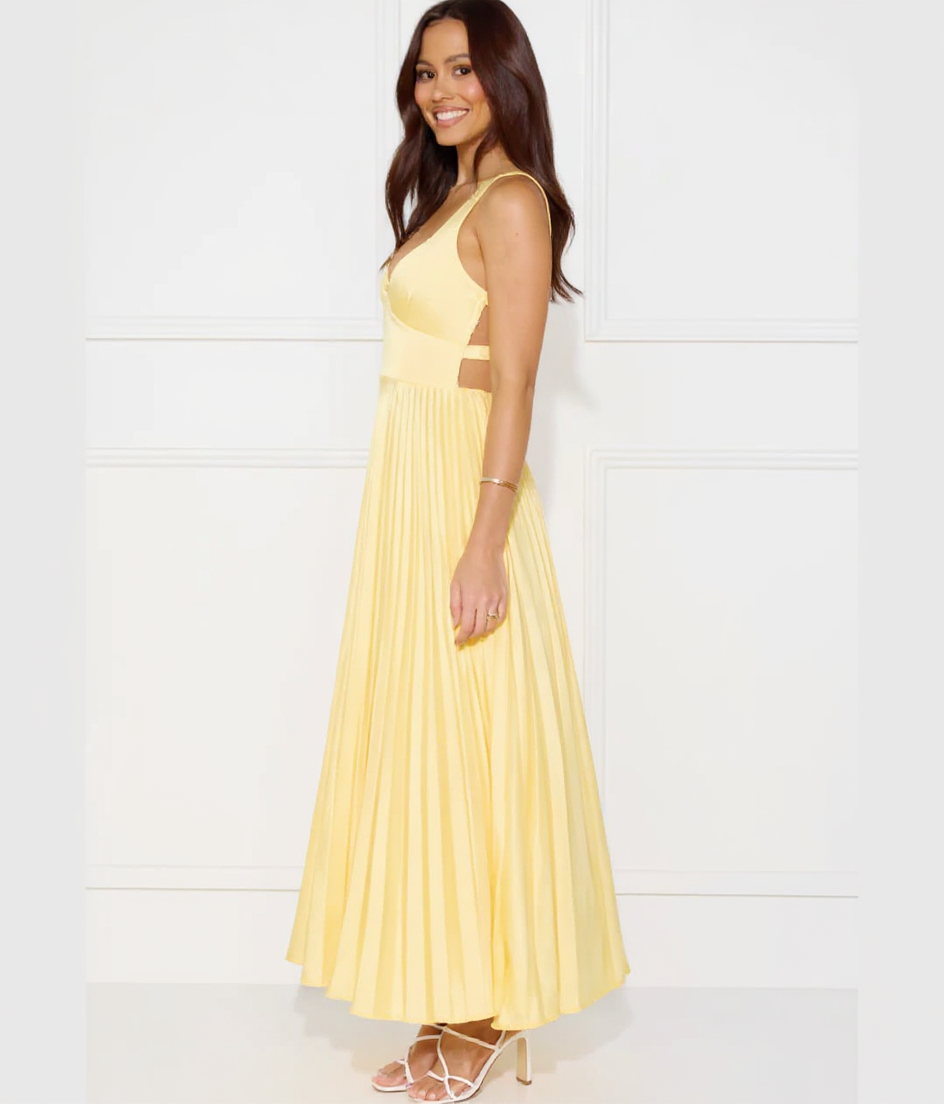 Juliet Sleeveless Pleated Maxi Wedding Guest Dress with Open Back