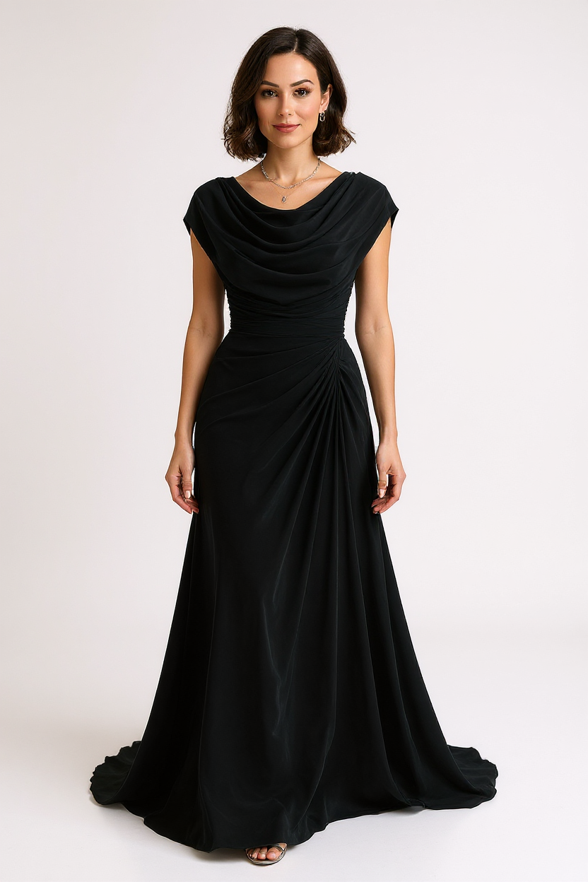 Camilla Ruched Waist Open Back Spaghetti Strap Maxi Evening Dress