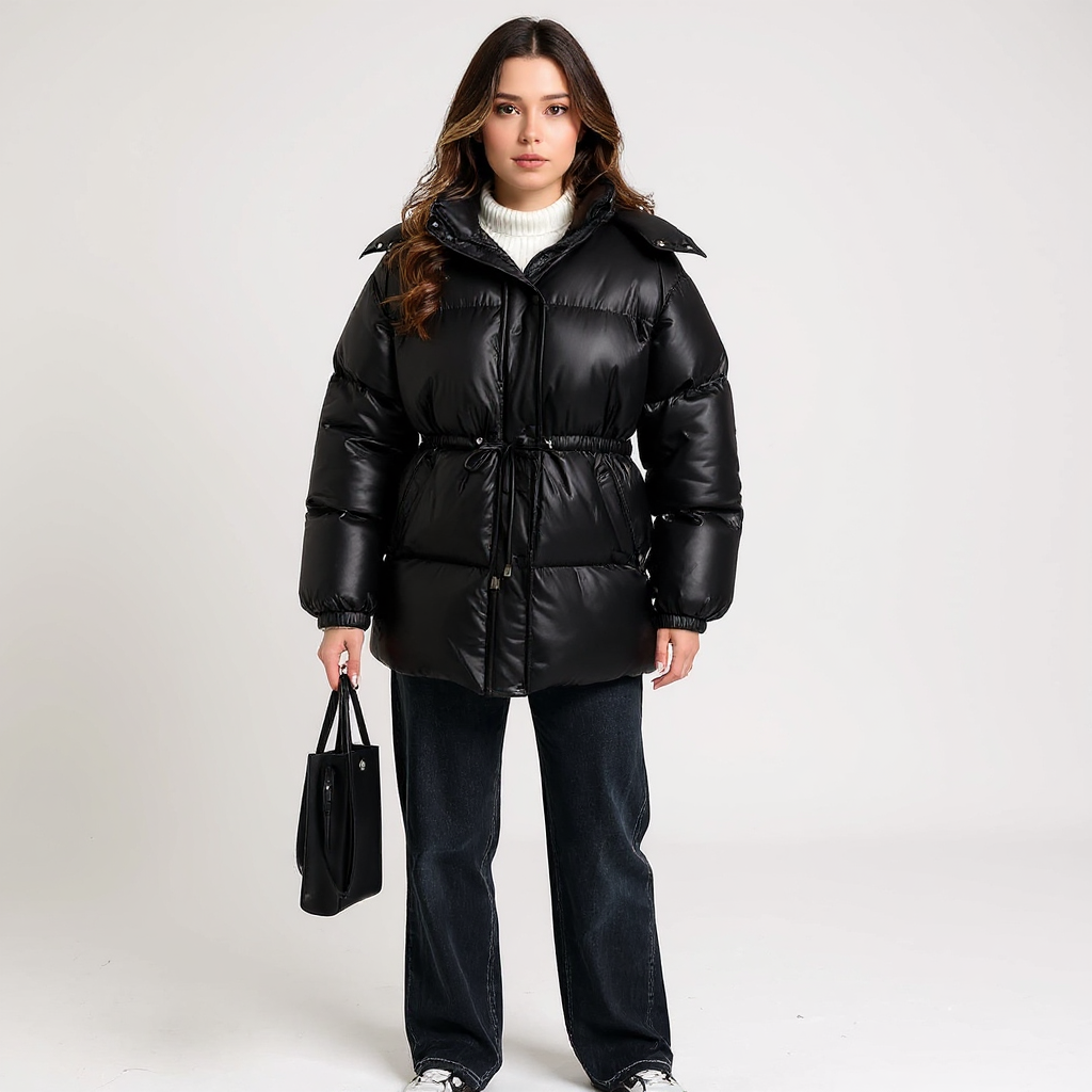 Chloe Women Hooded Quilted Drawstring Puffer Jacket