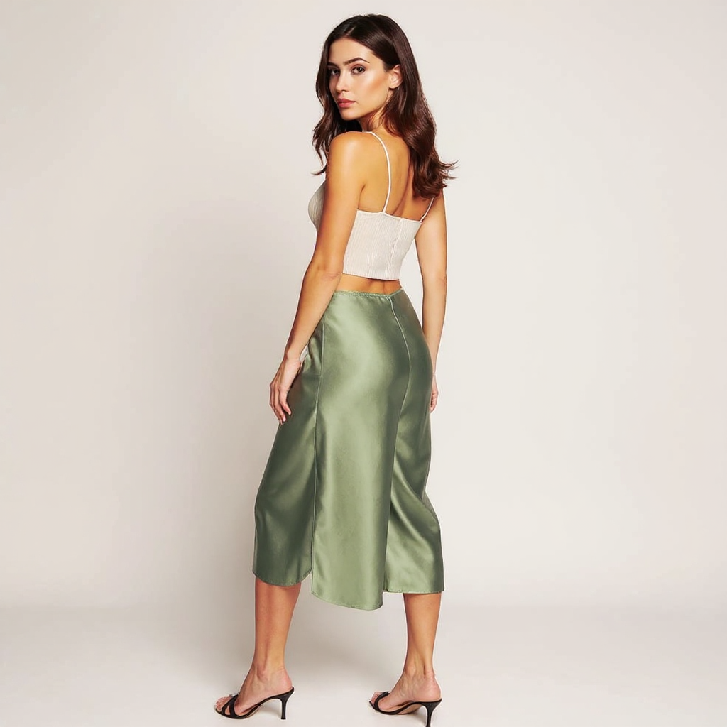 Fiona Women High-Waisted Openwork Knit Midi Skirt