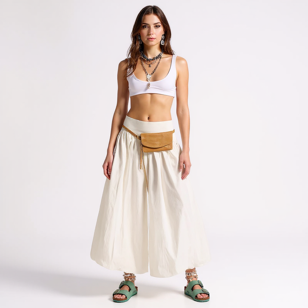 Fiona Women High-Waisted Satin Midi Skirt