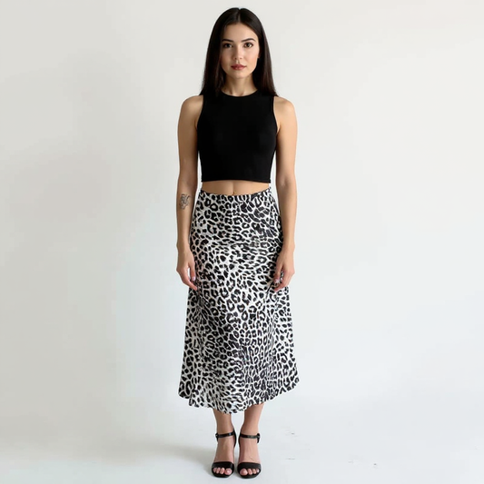 Helena Women High-Waisted Openwork Crochet Knit Midi Skirt