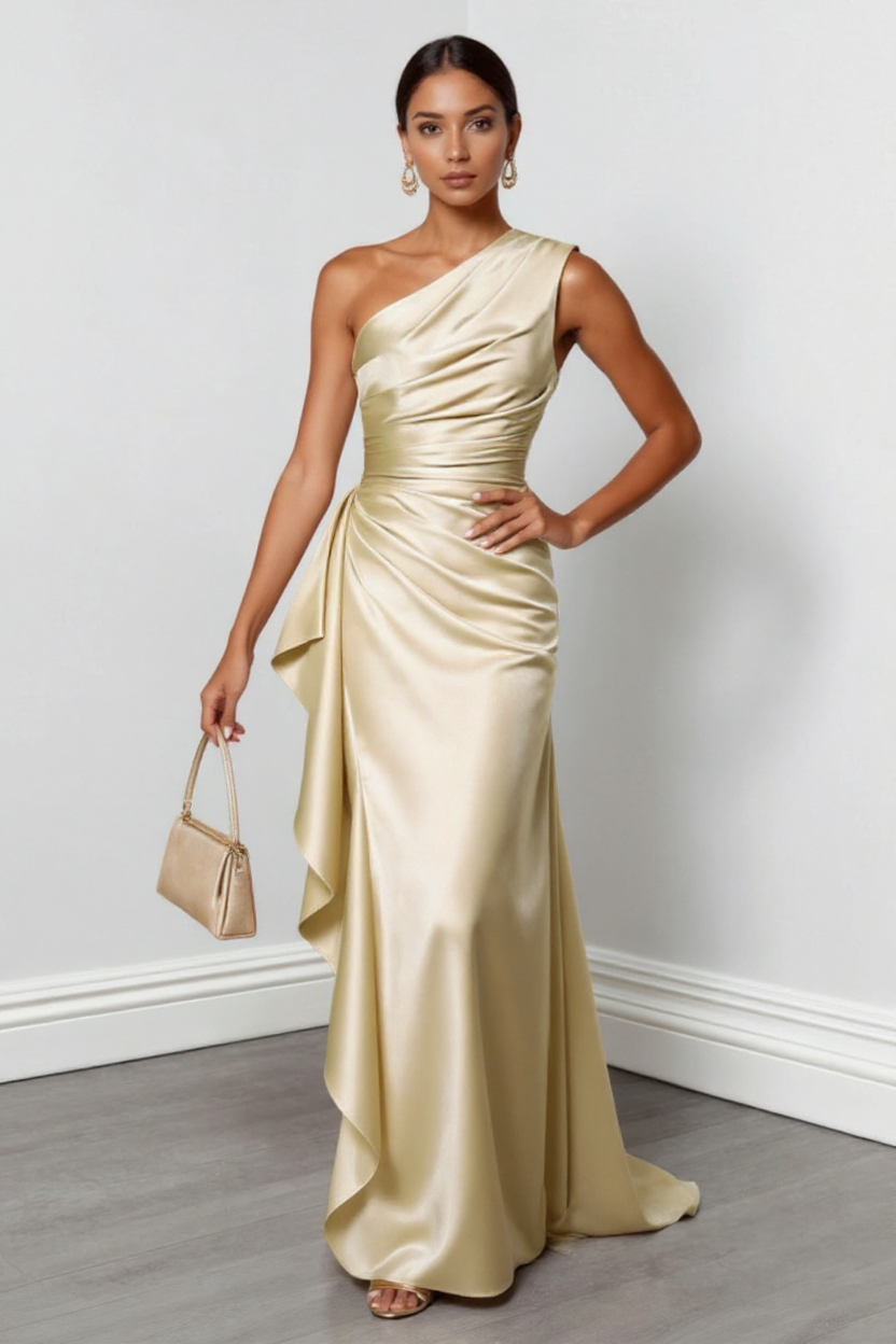 Vivienne Textured Crinkle Satin Spaghetti Strap Maxi Dress