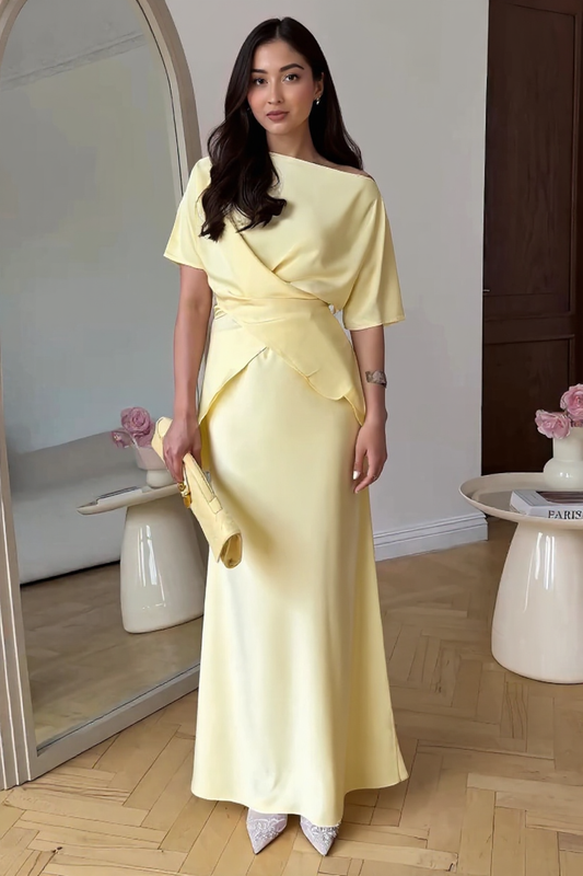 Giselle Floral Detail Cowl V-Neck Spaghetti Strap Maxi Dress