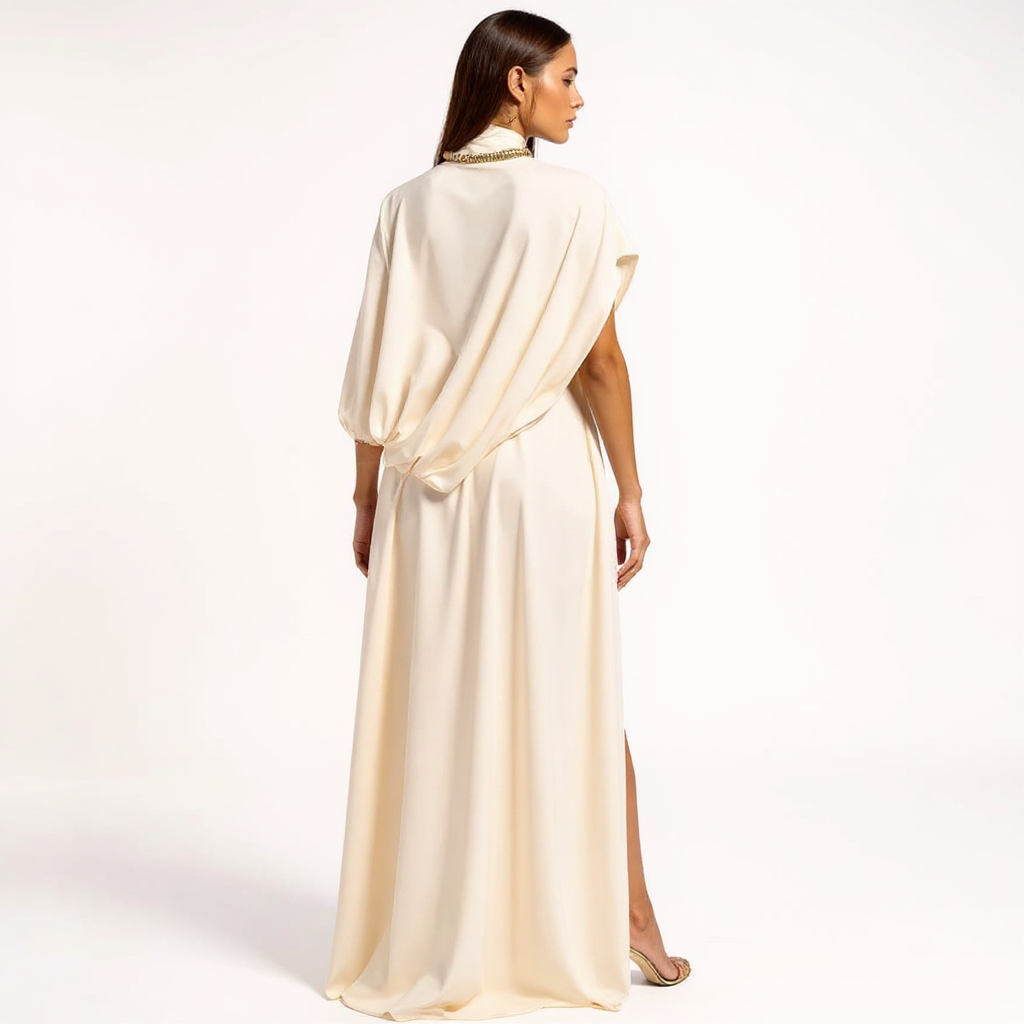 Julia Women Draped High Neck Top and Maxi Skirt Two-Piece Set