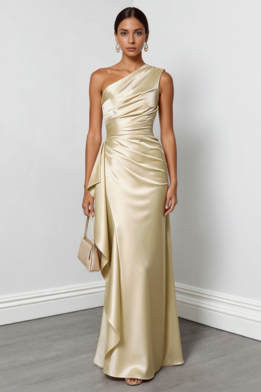 Vivienne Textured Crinkle Satin Spaghetti Strap Maxi Dress