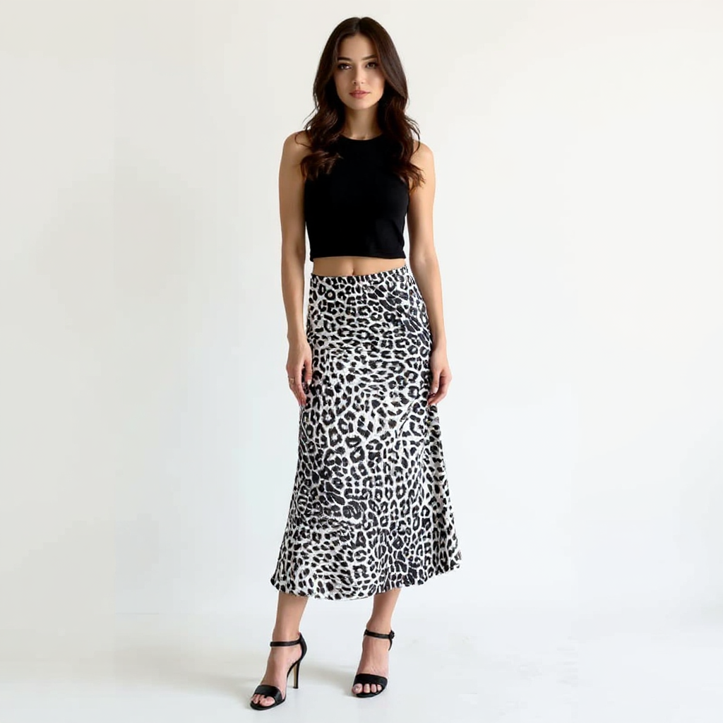 Helena Women High-Waisted Openwork Crochet Knit Midi Skirt