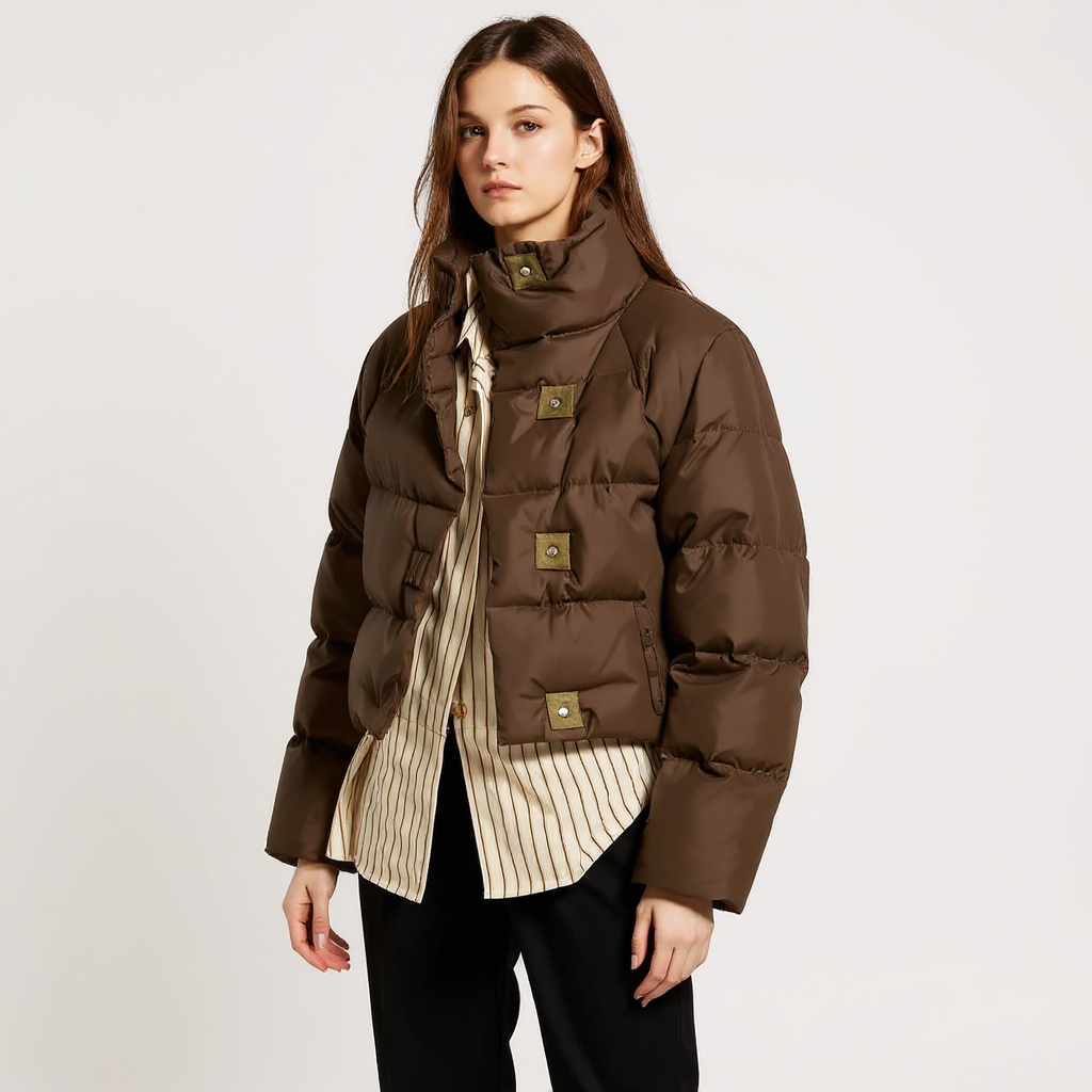 Olivia Women Quilted High Collar Puffer Jacket