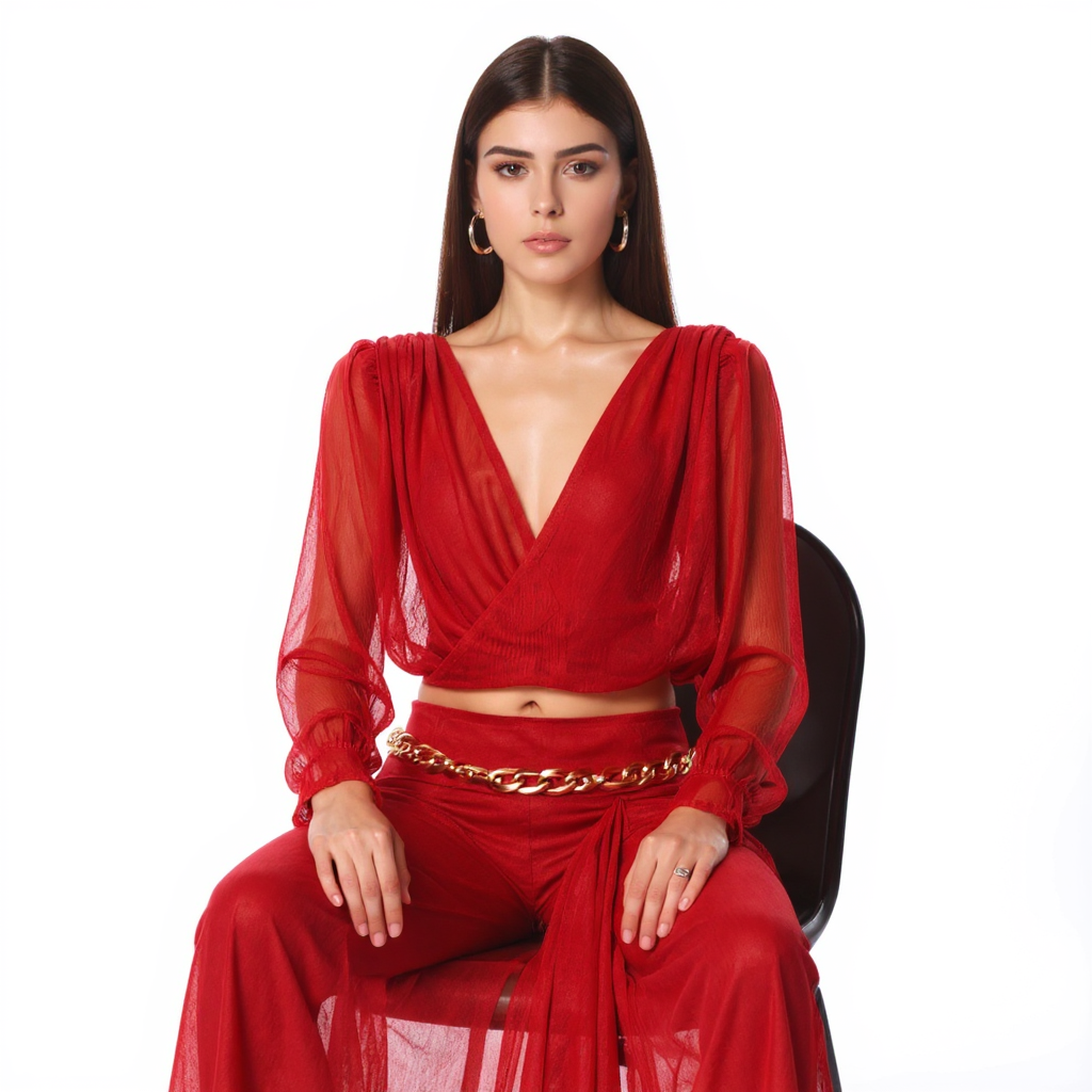 Rosalie Button-Down Ruched Waist Satin Shirt Set