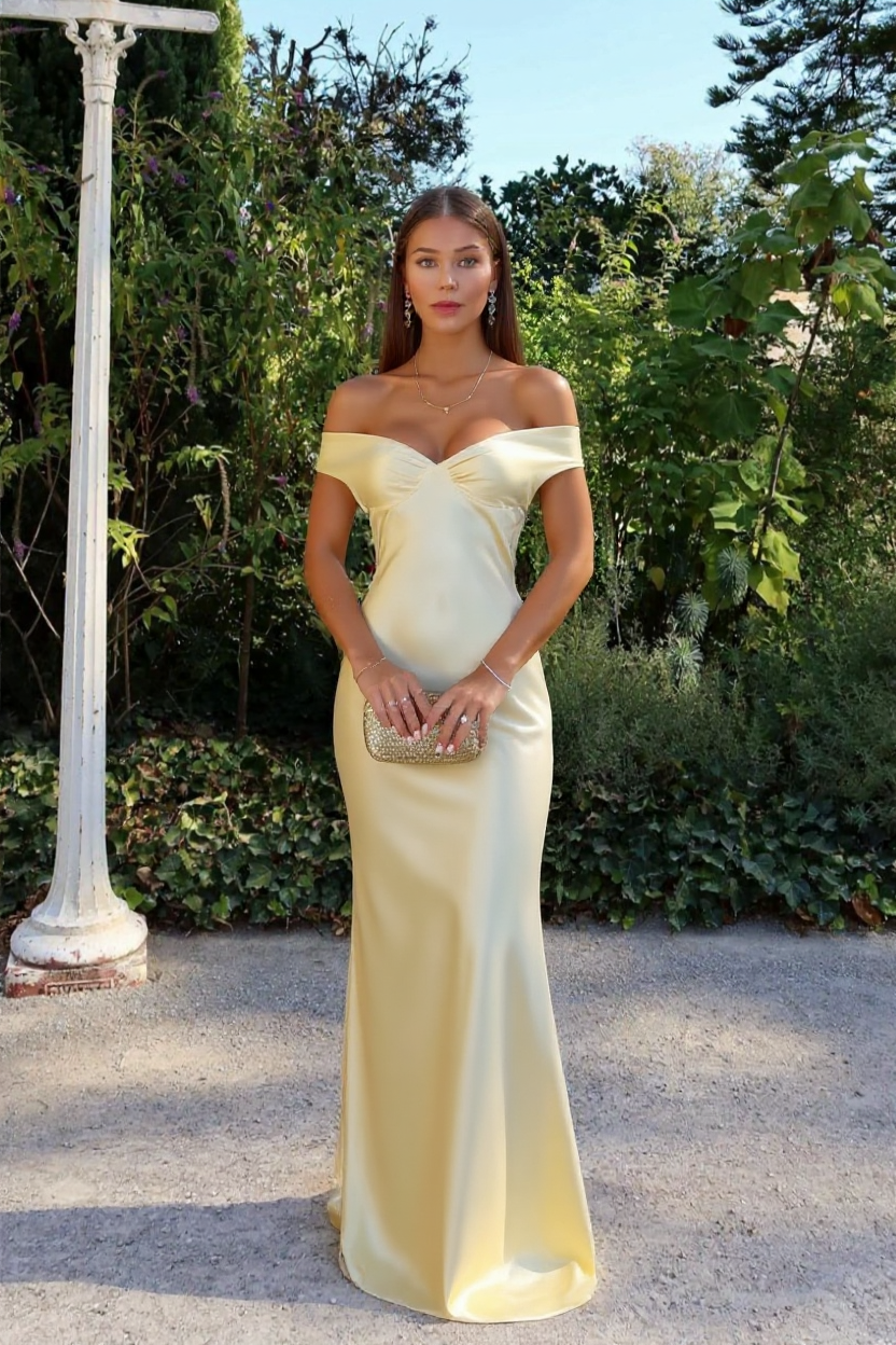 Aurora Ruched Back Halter Neckline Satin Maxi Evening Dress