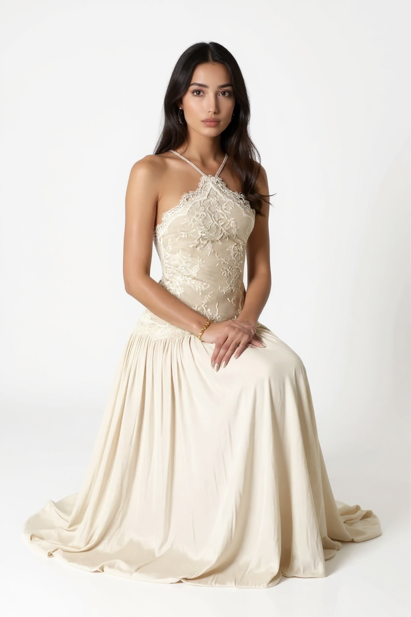 Evelina Floral Print Satin Spaghetti Strap Bias Cut Maxi Dress