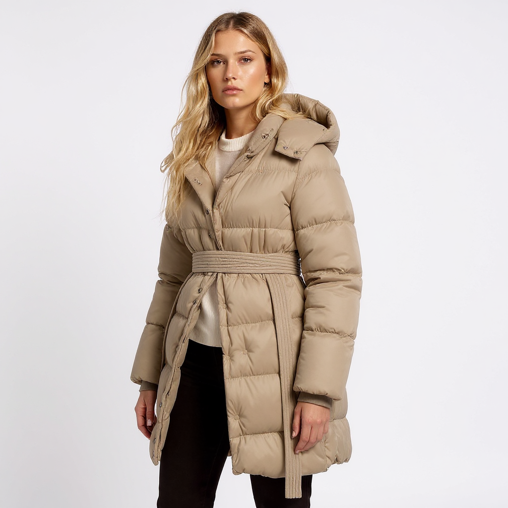 Jade Women Belted Long Hooded Down Coat