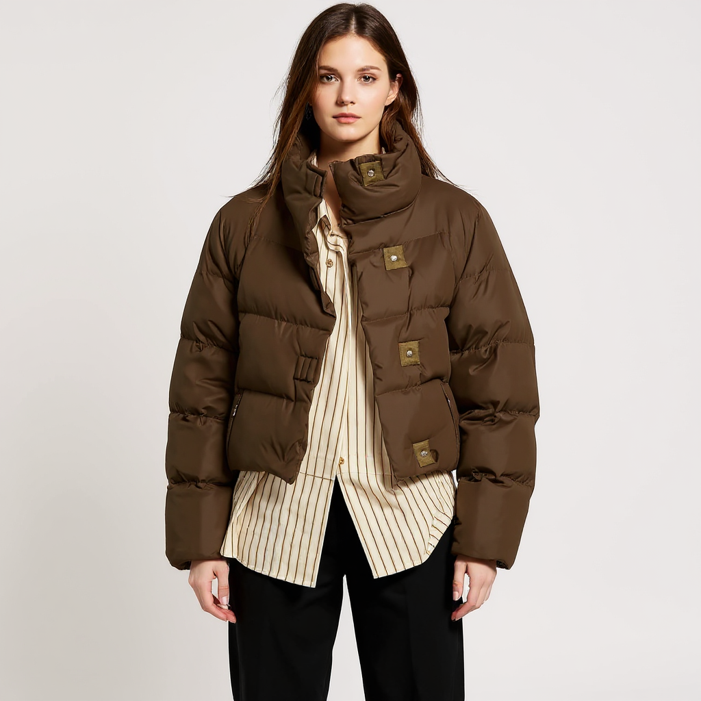 Olivia Women Quilted High Collar Puffer Jacket