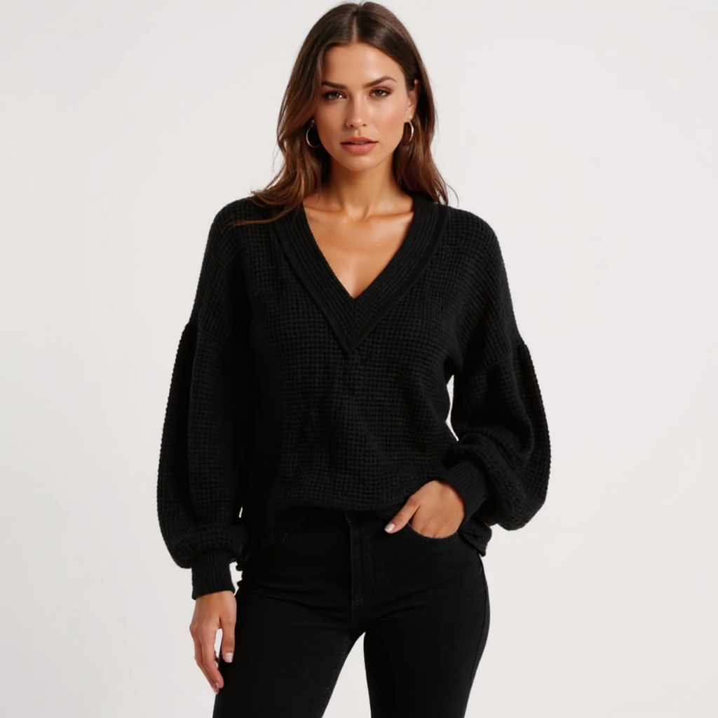Bella Women Long Sleeve V-Neck Button-Down Knit Cardigan Top