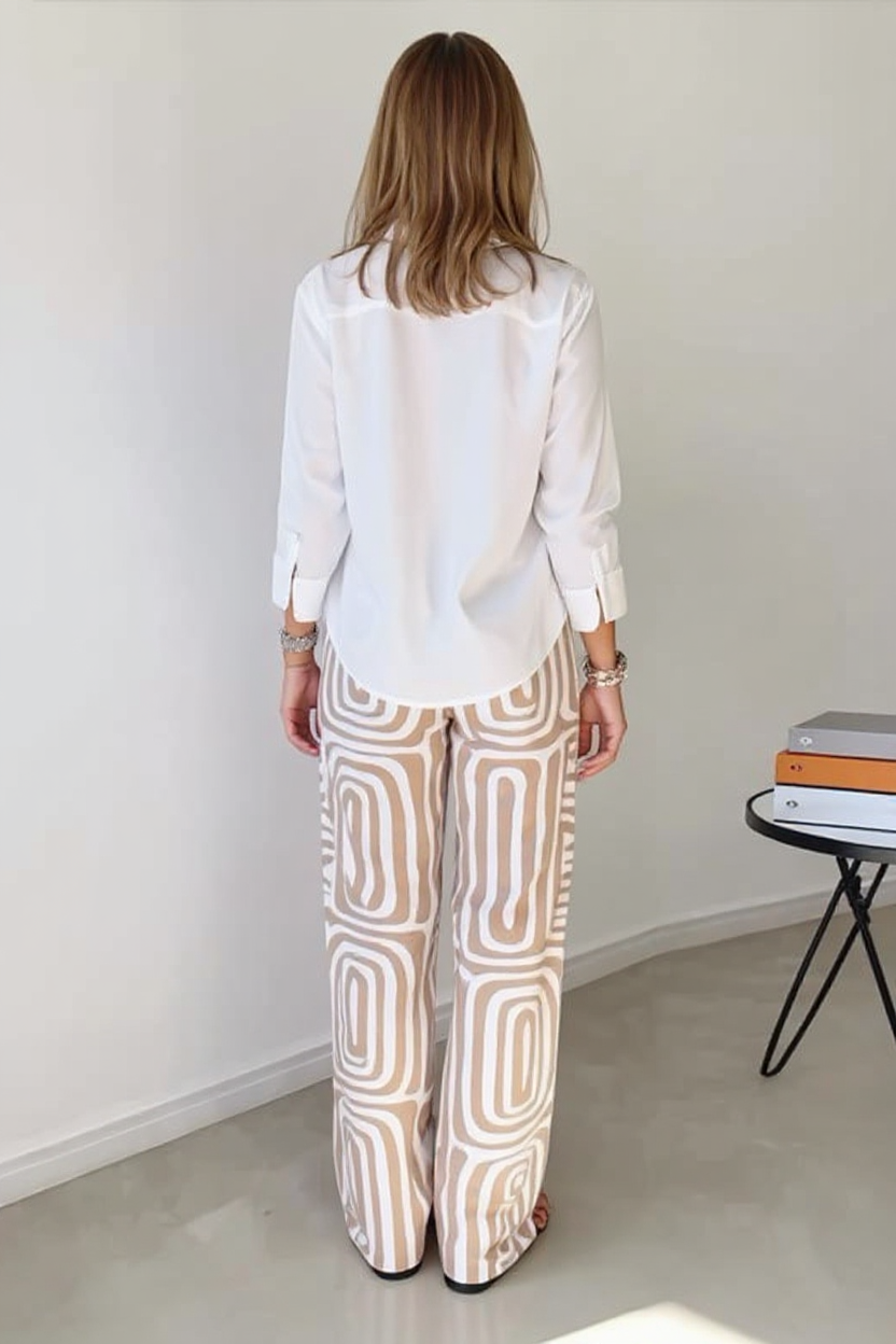 Lucia Tie-Front Short Sleeve Crop Top and High-Waisted Wide-Leg Pants Set