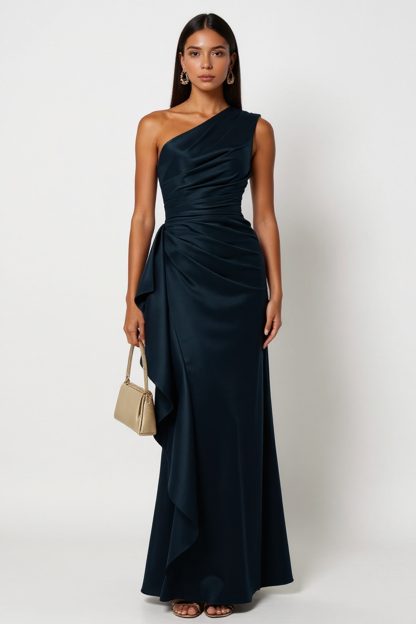 Vivienne Textured Crinkle Satin Spaghetti Strap Maxi Dress