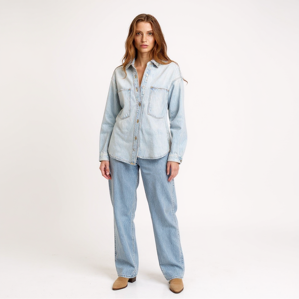 Kaia Women Casual 100% Cotton Denim Shirt Jacket