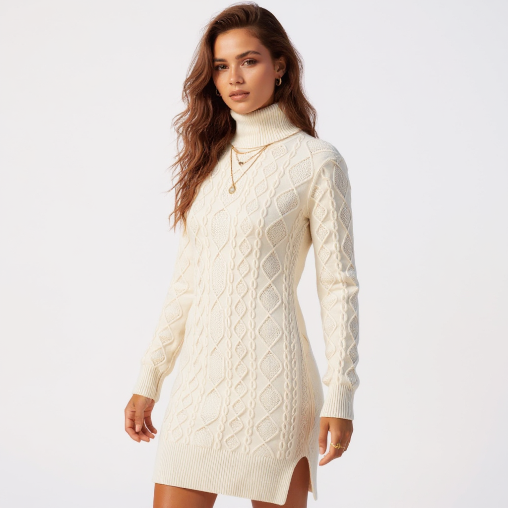 Ada Women Long Sleeve Round Neck Chunky Knit Sweater