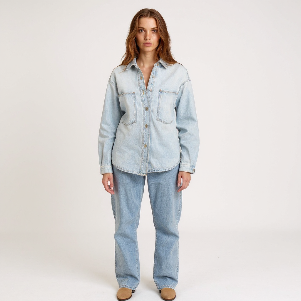 Kaia Women Casual 100% Cotton Denim Shirt Jacket
