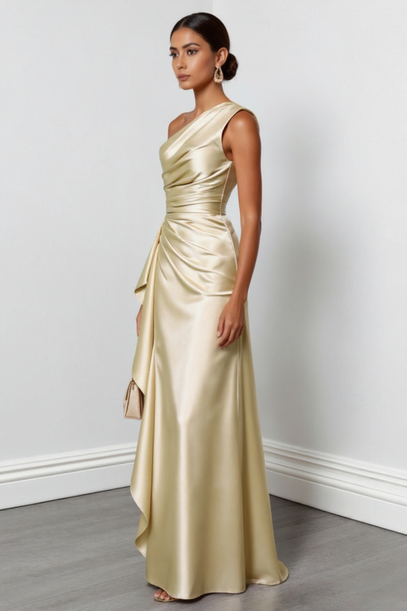 Vivienne Textured Crinkle Satin Spaghetti Strap Maxi Dress