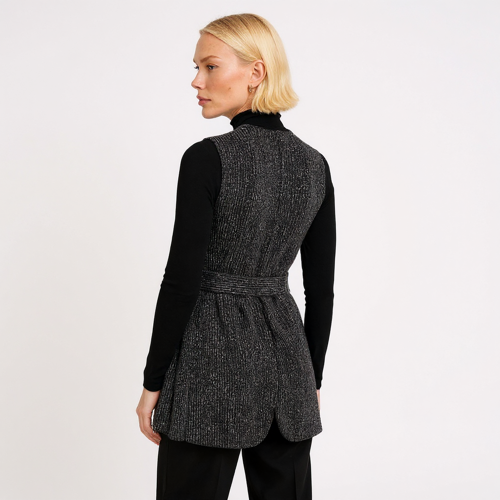Maya Women Textured Wrap Vest with Side Buckle