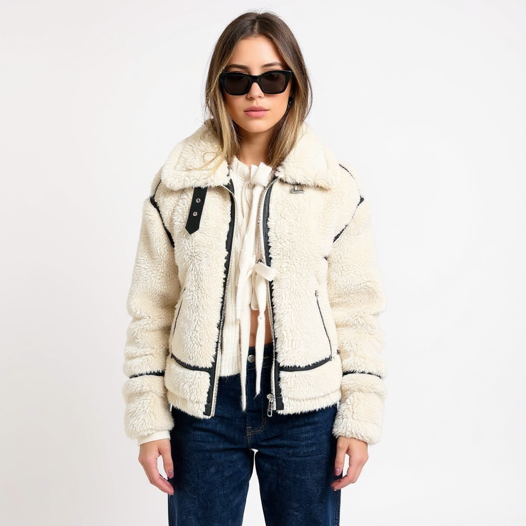 Sofia Women Oversized Plush Sherpa Fleece Zip Jacket