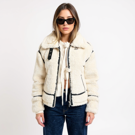 Sofia Women Oversized Plush Sherpa Fleece Zip Jacket