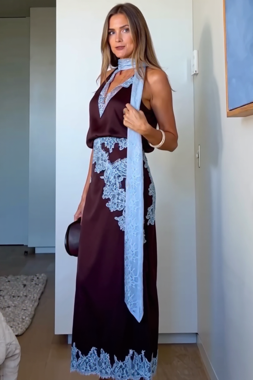 Gisela Strapless Twist-Front Crop Top and Maxi Skirt Set