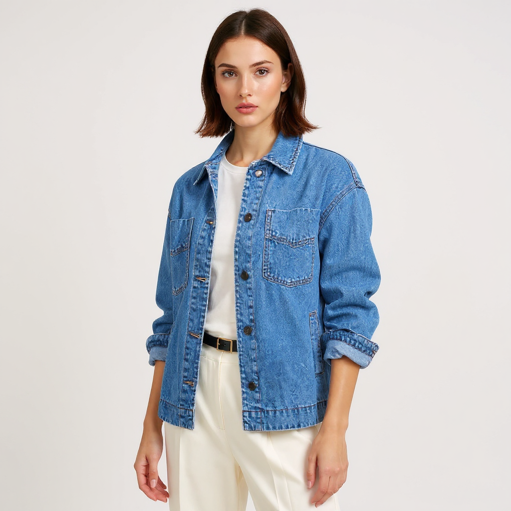 Ivy Women Oversized Washed Denim Shirt Jacket
