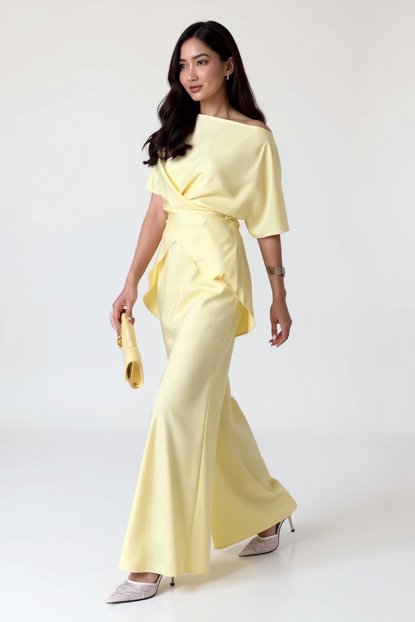 Giselle Floral Detail Cowl V-Neck Spaghetti Strap Maxi Dress