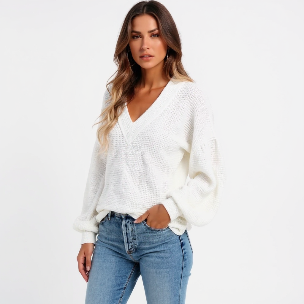 Bella Women Long Sleeve V-Neck Button-Down Knit Cardigan Top