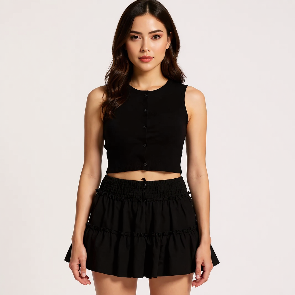 Women's Gabriela Women High-Waisted Smocked Tiered Leopard Mini SkirtPrint Tiered Mini Skirt