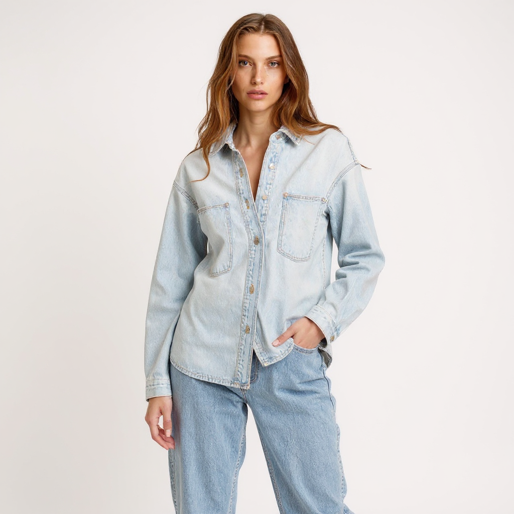 Kaia Women Casual 100% Cotton Denim Shirt Jacket