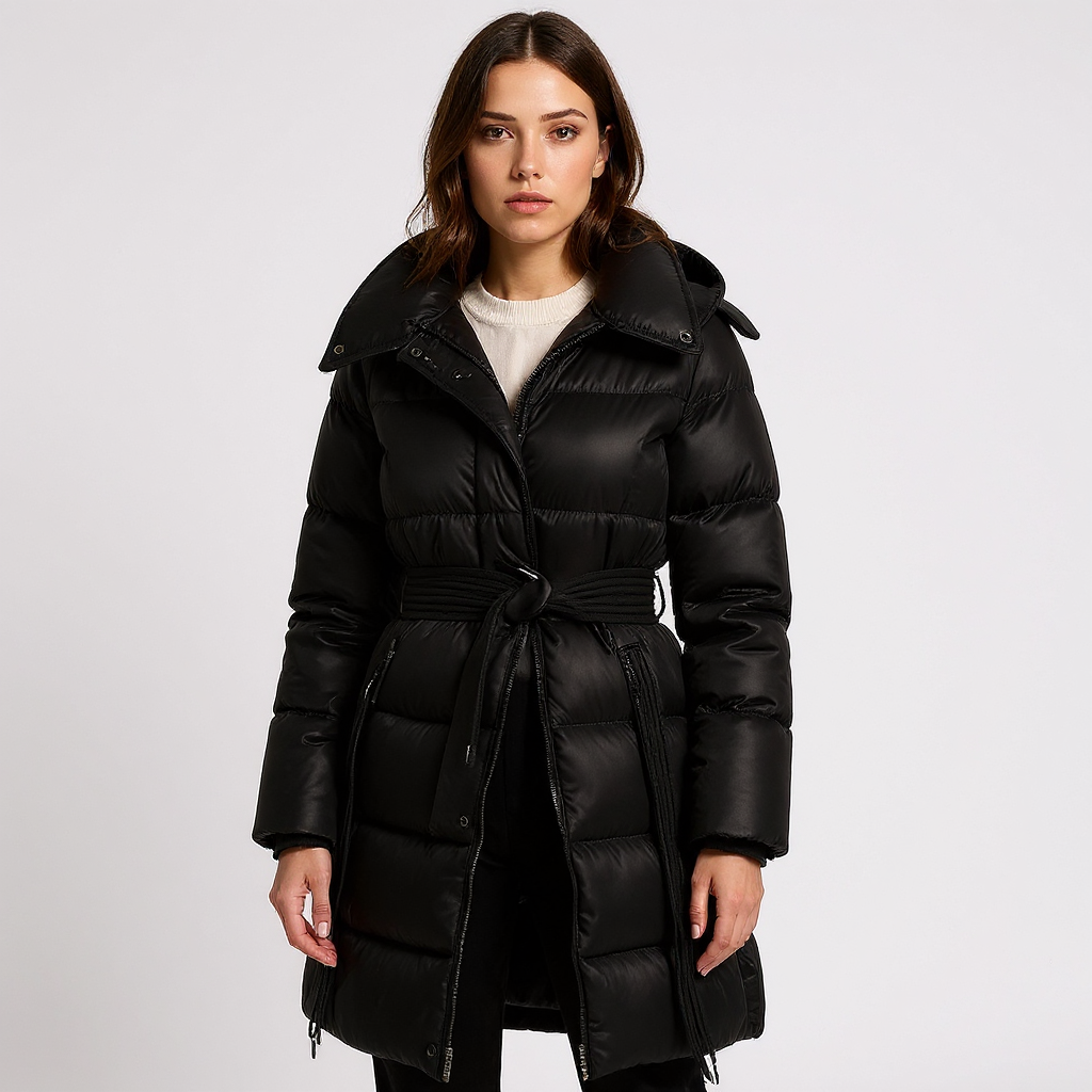 Jade Women Belted Long Hooded Down Coat