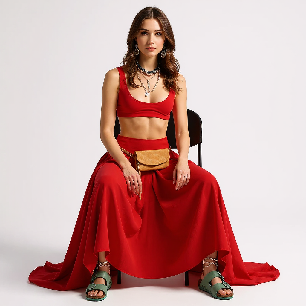 Fiona Women High-Waisted Satin Midi Skirt