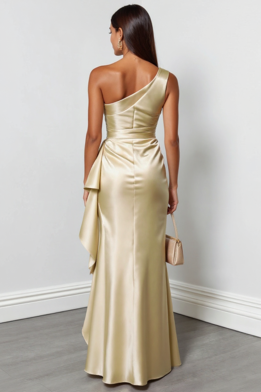 Vivienne Textured Crinkle Satin Spaghetti Strap Maxi Dress