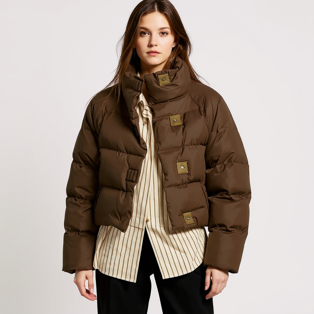 Olivia Women Quilted High Collar Puffer Jacket
