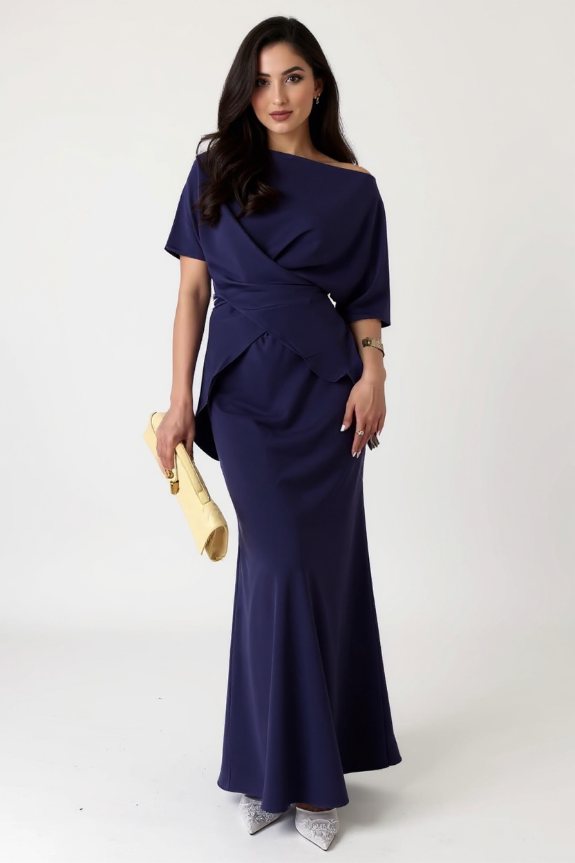 Giselle Floral Detail Cowl V-Neck Spaghetti Strap Maxi Dress