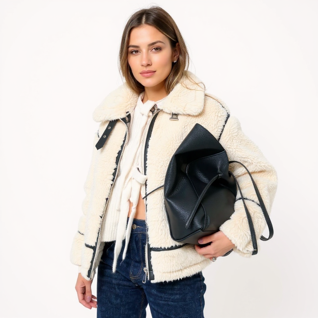 Sofia Women Oversized Plush Sherpa Fleece Zip Jacket