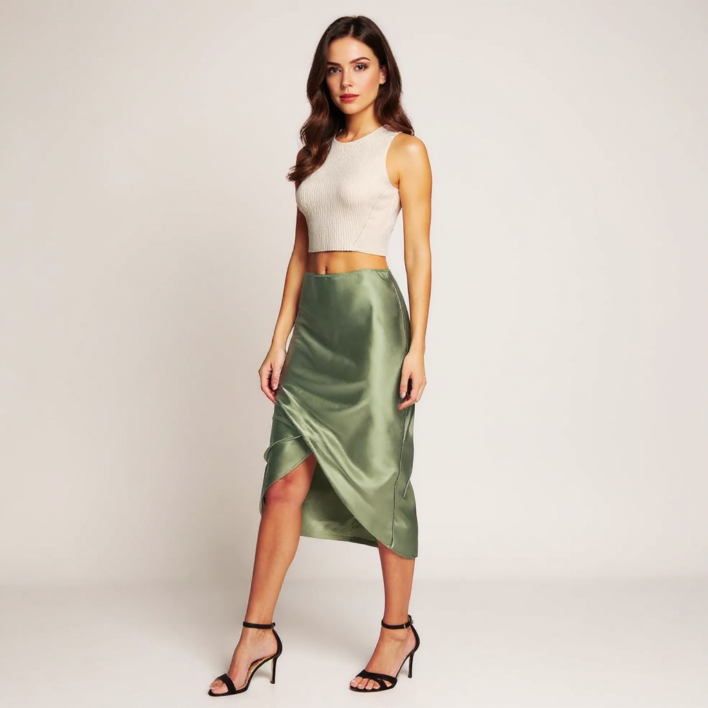 Fiona Women High-Waisted Openwork Knit Midi Skirt