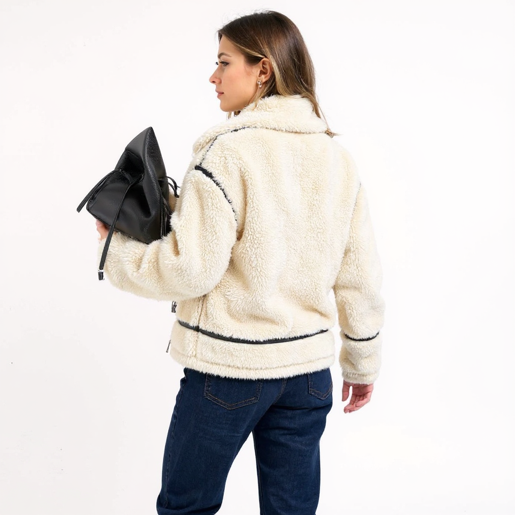 Sofia Women Oversized Plush Sherpa Fleece Zip Jacket