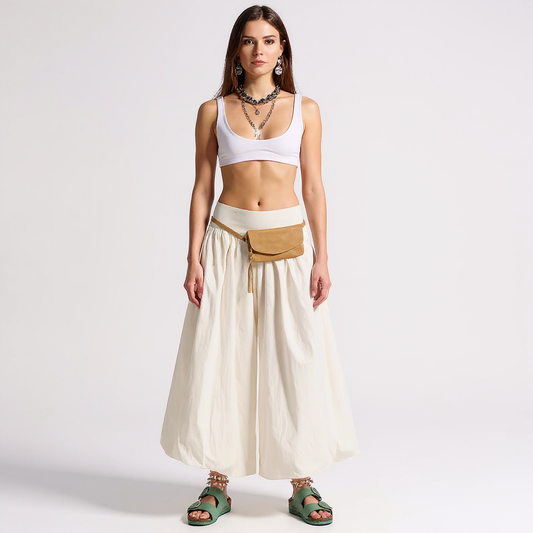 Fiona Women High-Waisted Satin Midi Skirt