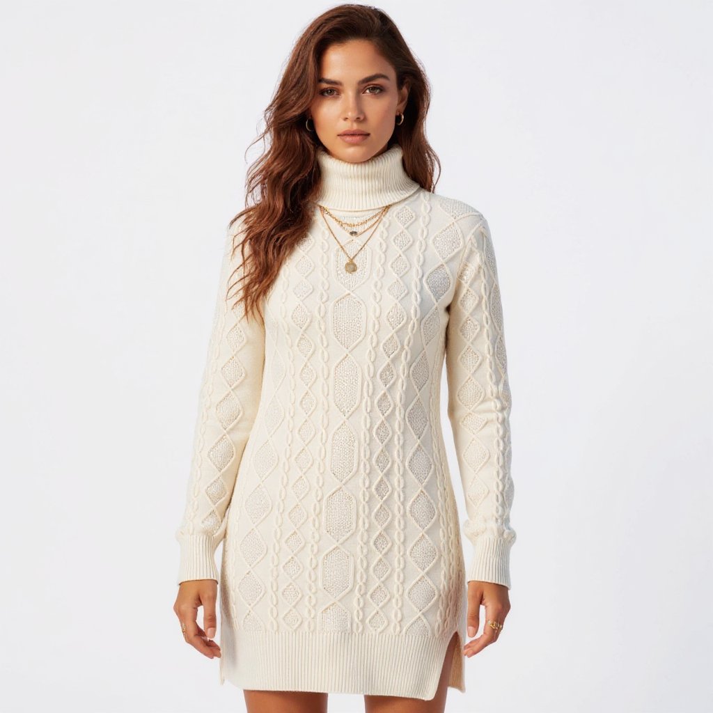 Ada Women Long Sleeve Round Neck Chunky Knit Sweater