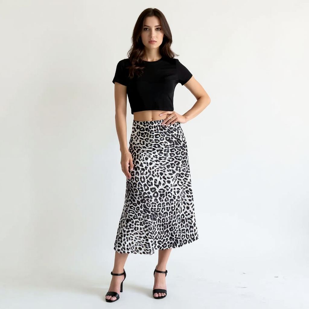 Helena Women High-Waisted Openwork Crochet Knit Midi Skirt
