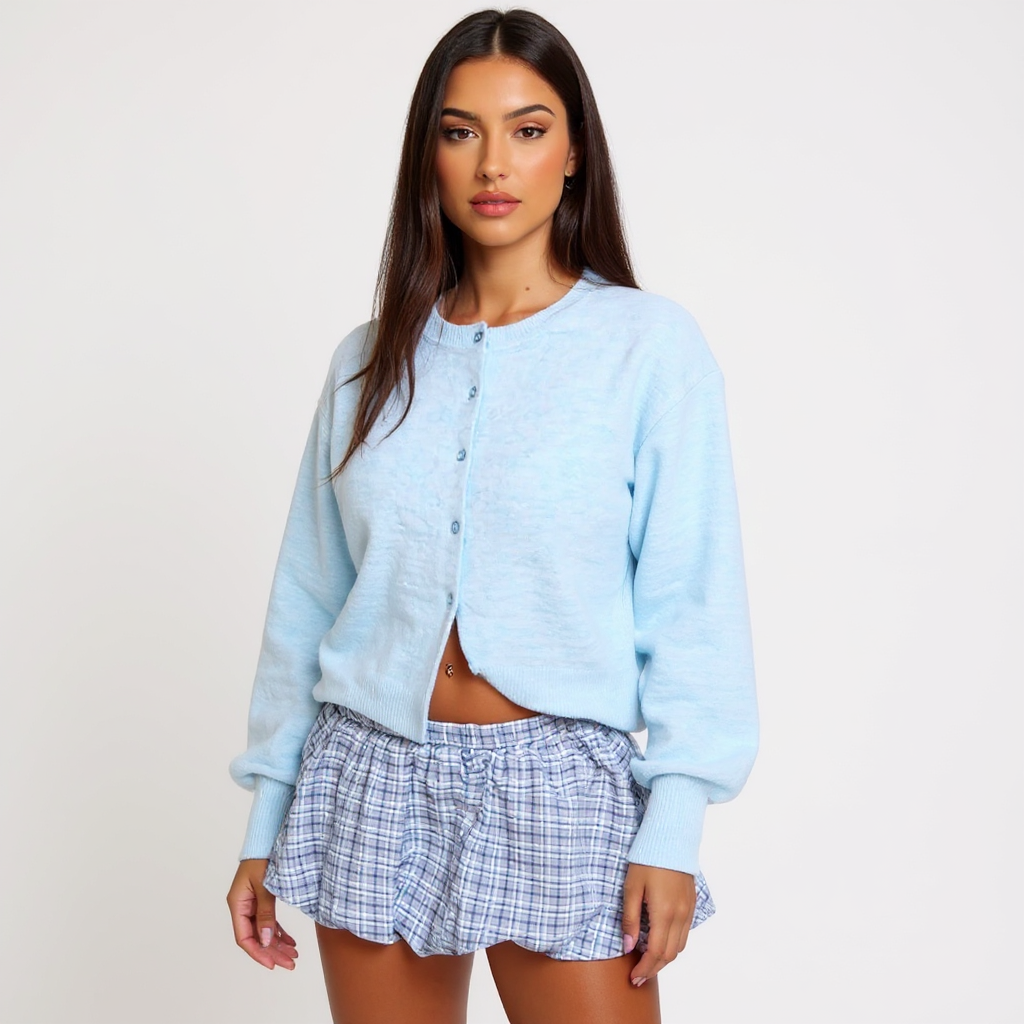 Silvia Women Off-Shoulder V-Neck Cable Knit Cardigan Top